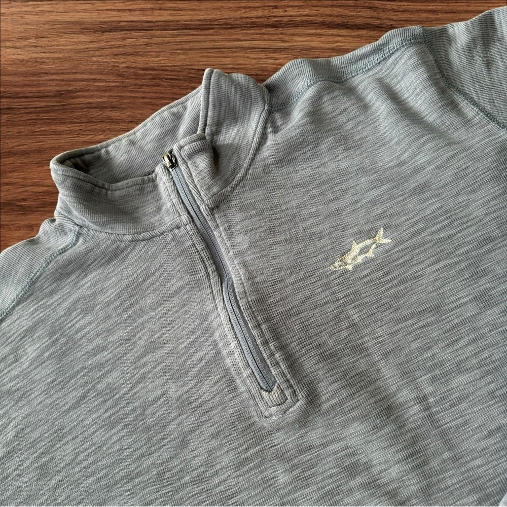 Orvis grey cotton blend 1/4 zip pullover sweatshirt sweater trout logo Xl‎ Men